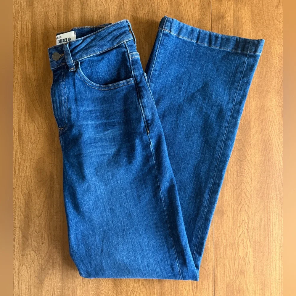 FatFace Wide Leg Jeans High Rise Stretch Denim Elise Blue NWT - Picture 9 of 10